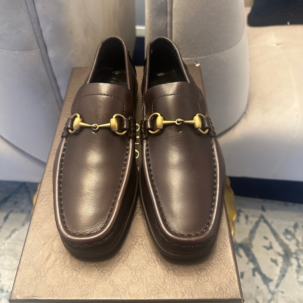 Gucci Dark Brown Leather Horsebit Loafers